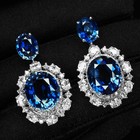 Luxurious Royal Blue Sapphire 25 17ct 925 Sterling Silver White Gold Earrings