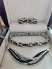 Beautiful Black And Silver Set Accent With Small Diamond Chips  Price Reduced