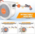 Retractable Garden Water Hose Reel Wall Mounted-5 8  X 65 100 Ft 1 2  X 130 Ft