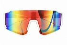 Shield Cycling Sunglasses White Frame Mirrored Multicolor Lens Lightweight