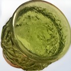 Vintage Green Glass Apothecary Jar W  Lid Embossed Flower Excellent Condition