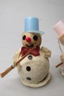 Lot Vintage Batting Putz Mica Snowman Bobble Head Christmas Ornaments Japan