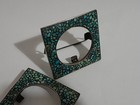 A Pair Of  Antique 19thc Turquoise   Brass Miniature Frames  