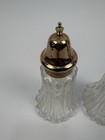 Vintage Glass Salt   Pepper Shakers Set 6    Tall Fluted Ribbed Copper Metal Tops