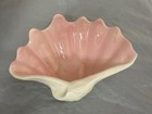 Vtg Mccoy Pottery Conch Shell Planter Pink   White Mid Century Nautical 10 1 2 
