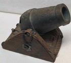 Vintage Wood cast Iron Display  miniature  Cannon Martero Plaza Siglo Xvi