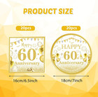 40pcs Gold Birthday Decorations 60th Theme Birthday Party Tableware1965 Party Su
