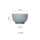 Chinese Ceramic Teacup Handmade Relief Cup Household Porcelain Tea Cup Travel 