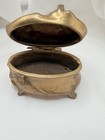  Antique Art Nouveau Small Oval Footed  Casket Box     Gold Gilt Cast Metal C 1900