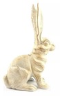 Large Bunny Rabbit Figurine Garden Statue Cast Iron Antique White 10 5 Inch