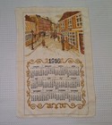 Vintage 1970s 1916 Cloth Linen Tea Towel Calendar Old Small Town City Downtown