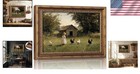 Vintage Gold Framed Wall Art Retro Country Farm Girl 11l x9w  Farmhouse Chicken