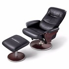 Milano Leather Swivel Recliner And Ottoman Set   Black