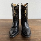 Vintage 1950s Acme Kids Black Leather Shorty Inlay Cowboy Boots Size 2b