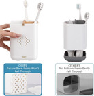 Toothbrush Holder Organizer W  Drain Tray 3 Compartment Bathroom Countertop