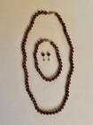 Vintage 10k Gold Clasped Freshwater Pearl Set-necklace  Bracelet  Earrings - New