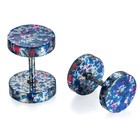 Men Women Teens Camo Stainless Steel Barbell Ear Plugs Tunnel Stud Earrings 2pcs