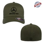Mercedes-benz Amg Logo Embroidered Flexfit Fitted Ball Cap Front   Back Stitch