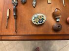 Unique Antique Velvet Sewing Box Filled W Hand Sewing Supplies Most Are Sterling