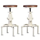  Aged Antique Vintage Industrial Barstool Solid Wood Antique White Wooden Seat