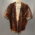 Vintage Genuine Mink Fur Stole Shrug Cape Wrap Shawl Bride Wedding Mob Wife Os