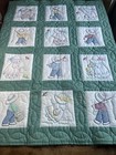 Adorable Vintage Baby Quilt Hand Embroidered And Quilted  Excellent Condition