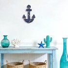 13 Inch Wooden Nautical Anchor Wall Decor With Rope Blue