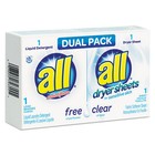 All Free Clear He Liquid Laundry Detergent dryer Sheet Dual Vend Pack  100 ctn