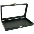 Glass Lid Jewelry Display Case 14 3 4  W  Black 36 Compartment Display Tray
