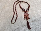 Antique Old Vintage Hand Carved Asian Chinese Wooden Figure Necklace  115