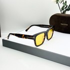 Tom Ford Ft1280 Caine Square Sunglasses Dark Havana Yellow Lens 53-19-145