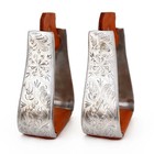 Western Horse Saddle Stirrups 3  Tread Engraved Aluminum Deep Roper 5-1 2  Wide