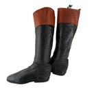 Antique Black Leather Riding Boots Burgundy Top Horse Racing Jockey W boot Trees