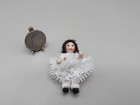 Vintage 1 12 Child  s Toy Porcelain Doll In Lace Dress Dollhouse Miniatures