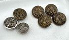 Lot Of 7 Antique Victorian Scottish Thistle   Crown Coat Of Arms Brass Buttons