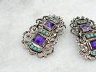 Vintage Matl Matilde Poulat Mexico Sterling Amethyst Turquoise Earrings