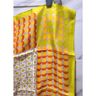 Mod 70s Scarf Green Yellow Orange Polkadots Flowers 23x23  Yk