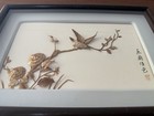 Vintage Asian Shadow Box Delicate Birds On Tree Branches Wood Art