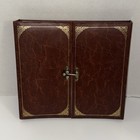 Vintage Brown Faux Leather Double Door Photo Album With Gold Trim   Latch