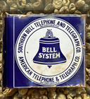 Original Antique Bell System Porcelain Enamel Telephone Sign At t Southern Bell