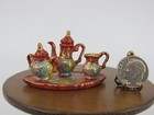 Artist Miniature Tea Set Asian Inspired Hand Painted Porcelain 1 12 Dollhouse
