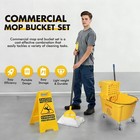 Commercial Mop Bucket With Side Press Wringer  Including Wet Floor Caution Sign