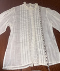 Vtg Ellen Tracy Victorian Lace Blouse White Pintuck Puff Sleeve 14 Fits Modern M