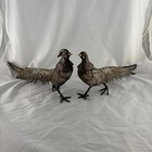 Vintage Mcm Pair Of Large Brass Pheasant Bird Figurines 12  Male   Female