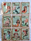 Set Of 9 Cards vintage Mermaids pocket Pen Pal Cards Only no Protector  113n