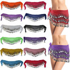 Chiffon Belly Dance Hip Scarf Wrap Belt Tribal Sash Skirt Silver Coins Costume