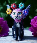 Day Of The Dead Skeleton Kitty Cat Angel Wings Handmade Clay Mexican Folk Art
