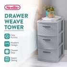 Sterilite 3 Drawer Storage Tower  Plastic Weave Medium Organizer  Cement  2 Pack