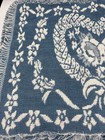 Vintage Fringed Woven Set Of 4 Placemats Blue   White Hearts Floral 17 5  X 14      