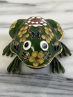 Vtg Cloisonn   Green Frog Trinket Ring Holder Enamel Metal 3 
